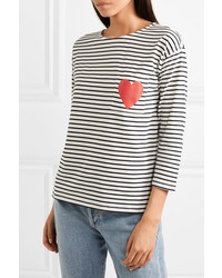 Chinti and Parker Printed Striped Organic Cotton Jersey Top