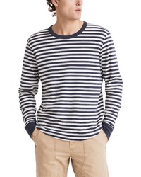 Madewell Ribbed Long Sleeve Organic Cotton Relaxed T Shirt In Dark Baltic Stripe At Nordstrom