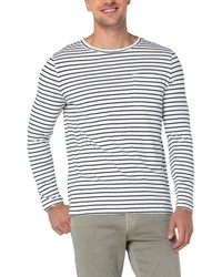 Liverpool Los Angeles Stripe Print Cotton T Shirt In Whitenavy At Nordstrom