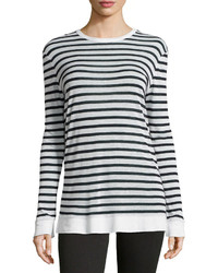 Alexander Wang T By Long Sleeve Striped Linen Tee Navywhite
