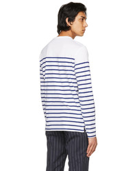 Ralph Lauren Purple Label White Navy Striped Lisle Long Sleeve T Shirt