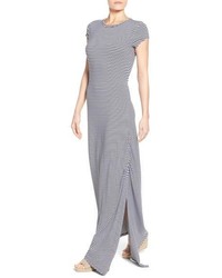 Press Stripe Side Shirred Maxi Dress