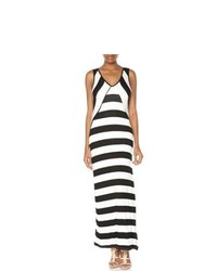 Romeo & Juliet Couture Black White Striped V Neck Maxi Dress