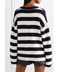 Monse Oversized Faux Pearl Embellished Striped Knitted Sweater