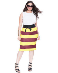 ELOQUII Plus Size Neoprene Striped Pencil Skirt