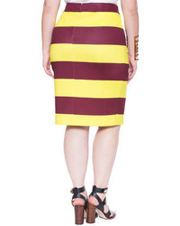 ELOQUII Plus Size Neoprene Striped Pencil Skirt