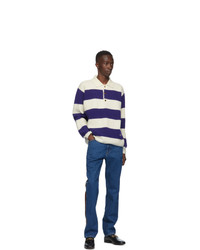 Gucci Blue And White Wool Polo Sweater