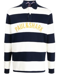 Paul & Shark Logo Print Striped Polo Shirt