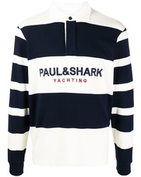 Paul & Shark Logo Print Striped Polo Shirt