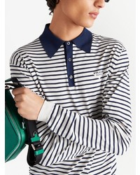 Prada Long Sleeve Striped Polo Shirt