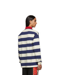 Gucci Navy And White Gg Stripe Polo