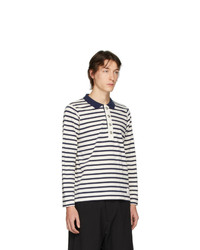 Linder Off White And Navy Striped Rugby Polo
