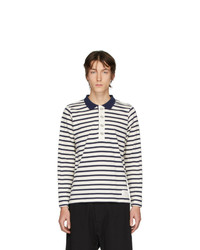 Linder Off White And Navy Striped Rugby Polo