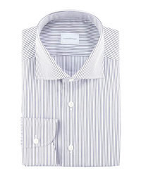 White and Navy Horizontal Striped Shirt