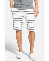 White and Navy Horizontal Striped Shorts
