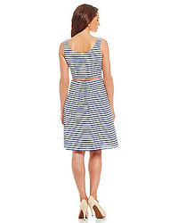 Jessica Howard Stripe Print Fit And Flare Dress