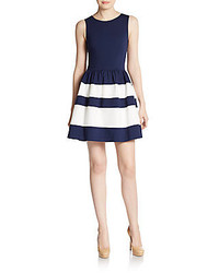Saks Fifth Avenue RED Striped Fit And Flare Dress