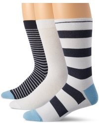 White and Navy Horizontal Striped Socks