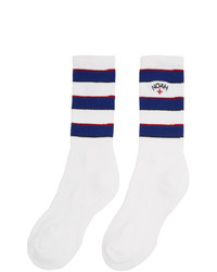 Noah NYC White Three Stripe Socks