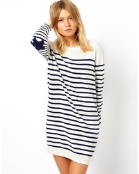Asos Striped Sweater Dress With Star Patch