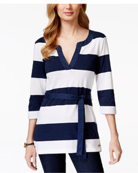 Tommy Hilfiger Striped Belted Tunic Top