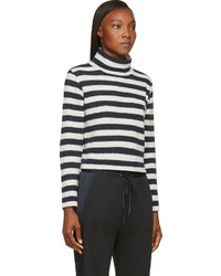 Nlst Navy White Cropped Striped Turtleneck