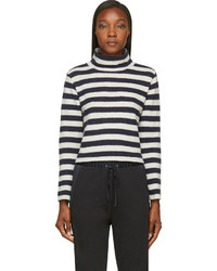 Nlst Navy White Cropped Striped Turtleneck