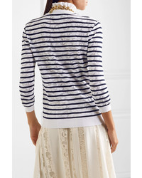 Chloé Striped Cotton Blend Lace Turtleneck Sweater