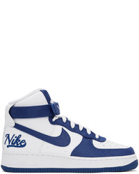 Nike White Blue Air Force 1 07 Lv8 High Sneakers