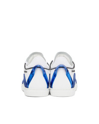 DSQUARED2 White And Blue Lace Up Sneakers