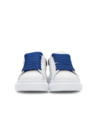 Alexander McQueen White And Navy Glitter Oversized Sneakers