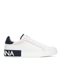 Dolce and Gabbana White And Navy Portofino Sneakers