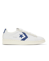 Converse White And Navy Pro Leather Og Ox Sneakers