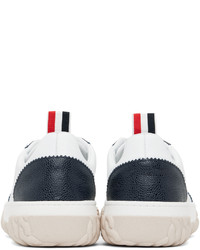 Thom Browne White Navy Court Sneakers