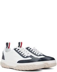 Thom Browne White Navy Court Sneakers