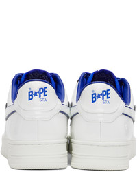 BAPE White Navy Patent Leather Sneakers