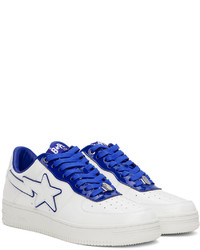BAPE White Navy Patent Leather Sneakers