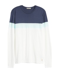 Marine Layer Jacob Colorblock Long Sleeve T Shirt In Whiteindigo At Nordstrom