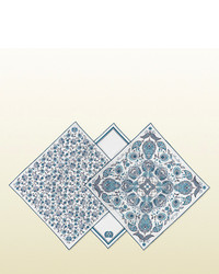 Gucci Set Of Three Paisley Print Cotton Pocket Squares