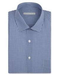 Geoffrey Beene Dress Shirt Blue And White Box Check Long Sleeved Shirt