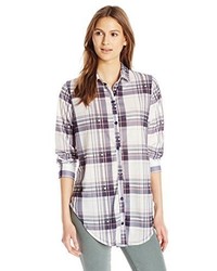 Paper Tee Collared Plaid Tunic Top