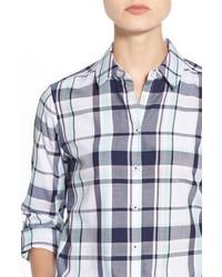 Foxcroft Roll Sleeve Plaid Shirt