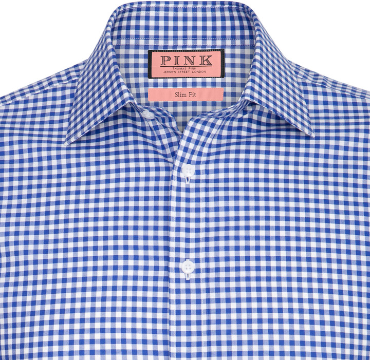 Thomas Pink Kilmoray Check Slim Fit Double Cuff Shirt, $185, Thomas Pink