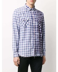 Family First Check Print Frayed Shirt