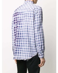 Family First Check Print Frayed Shirt