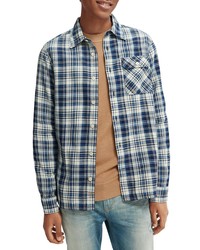 Scotch & Soda Plaid Cotton Long Sleeve Button Up Shirt In Blue At Nordstrom