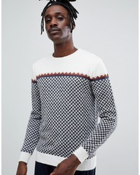 Antony Morato Knitted Jumper In Cream With Zigzag In Alpaca Blend