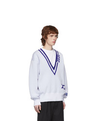 Xander Zhou White And Navy 2020 Sweater