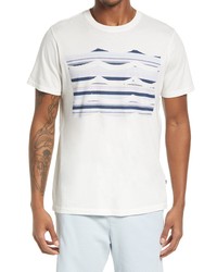 Sol Angeles Bay Stripe Waves Cotton Graphic Tee In D White At Nordstrom