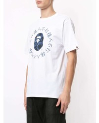 A Bathing Ape Camo Kanji Logo Print Cotton T Shirt